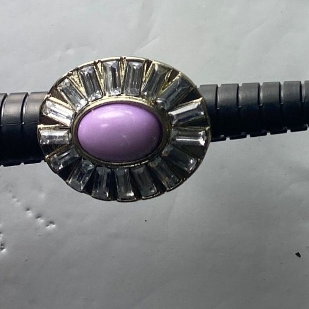 Silver Tone Oval Lavender Gem Statement Ring Ring Size 7